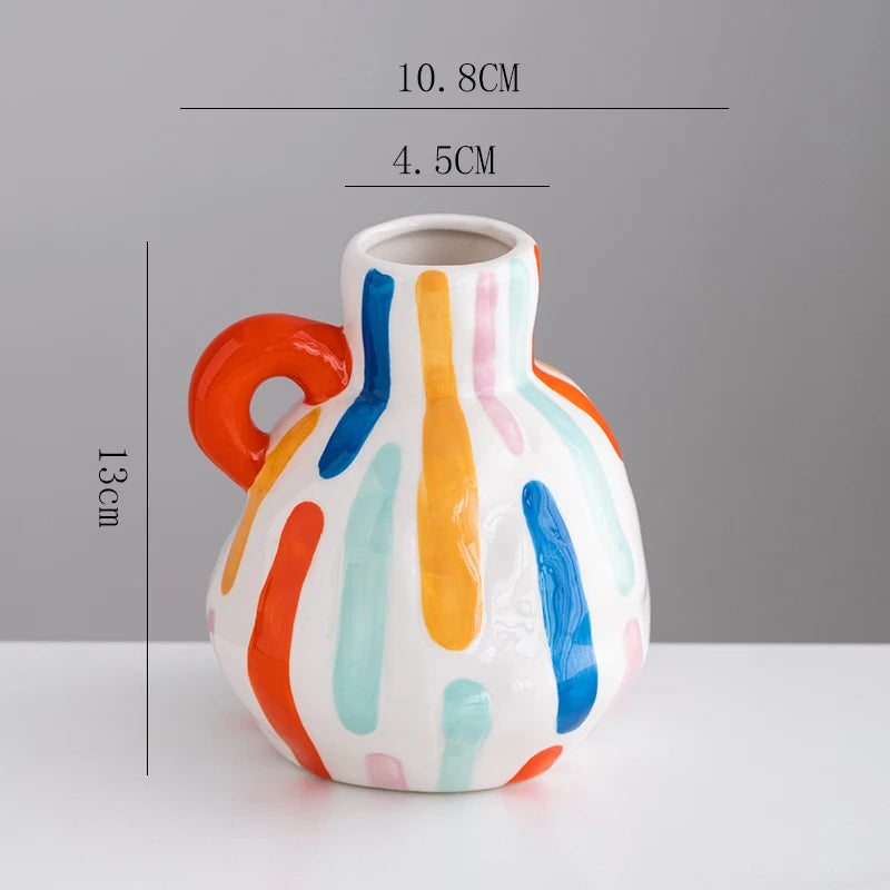 Aesthetic Ceramique Blanc Vase Rustic Kawaii Modern Minimalist Vase Bedroom Ornaments Vasi Per Fiori Home Decoration Living Room